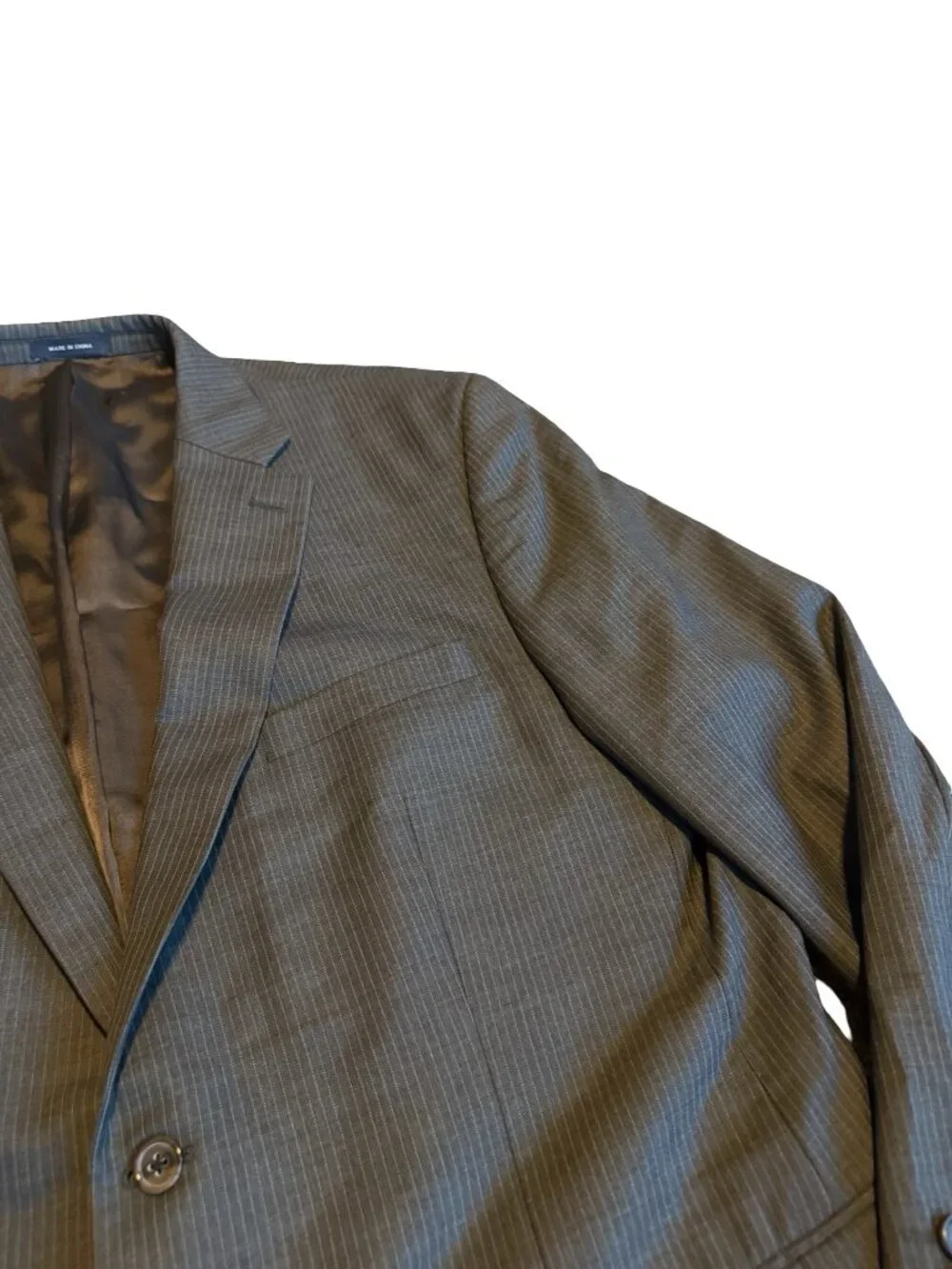 Ralph Lauren Blue Label Grey Blazer Jacket Sport Coat Pinstripe Classic Size 46R